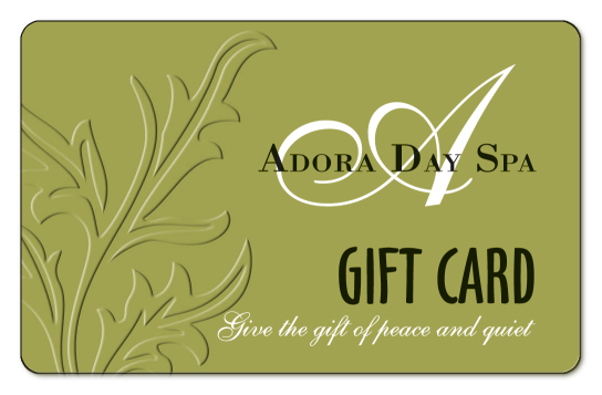 Adora Day Spa logo on an olive green background